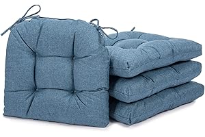Kyaringtso Chair Cushions for Dining Chairs, 4 Pack Soft and Comfortable Chair Cushions Pads with Ties, Seat Cushions for Kitchen Chairs，Dining Room (4 Pack 17x16, Lake Blue)