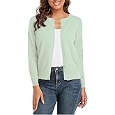 CUNYI Women's Crew Neck Cardigan Long Sleeve Sweater for Women Button Down Soft Knit Ladies Cardigan Sweates Coat