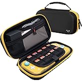 ButterFox Extra Large Carrying Case for Nintendo Switch Lite, Fits AC Adapter Charger, Compatible with JETech Protective Case and Most Grips, Game and Accessories Storage (Black/Yellow)