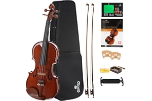 Cecilio 1/4 Violin Solidwood Violin with D'Addario Prelude Strings, Bow, Rosin, Tuner, Shoulder Rest & Lesson Book – Ideal for Beginners