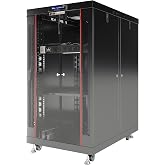 Sysracks 18U Premium Rack Mount Server 35" Depth Deep Network Cabinet, Server Rack with Fan, Removable Side Panels, Locking Glass Door Computer Cabinet Enclosure Network Rack Case PR 18.900