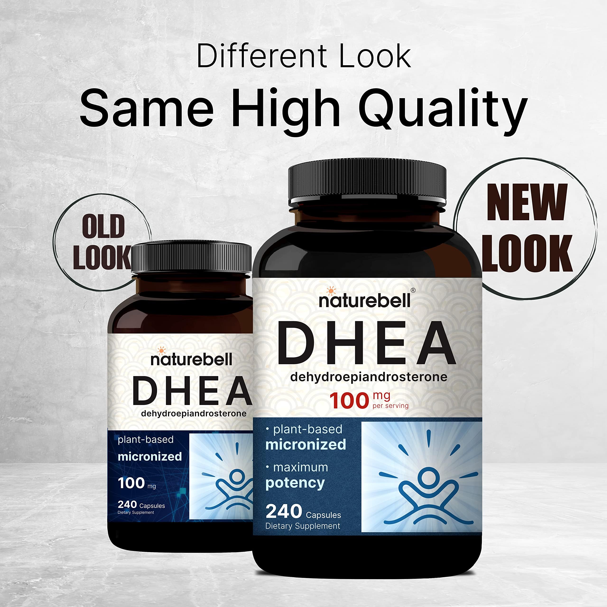 NatureBell DHEA 100mg, 240 Capsules | Max Strength, Micronized Grade for Better Absorption – Supports Energy Level, Metabolism, and Healthy Aging for Men and Women – Non-GMO, Made in U.S.A