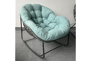 YDCOSYFY Oversized Outdoor Papasan Rocking Chair with Soft Cushion, Comfy Patio Egg Chair, Wicker Lounge Rocker for Balcony/Porch/Garden, Reinforced All Weather Rattan Frame, 330 lbs Support, Mint Green
