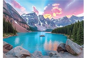 Blueforest Moraine Lake 1000 Piece Puzzle for Adults - Canadian Rockies National Park Jigsaw Puzzle, Challenging Landscape Art Gift with Poster, 27.5x19.7 Inch Wall Decor