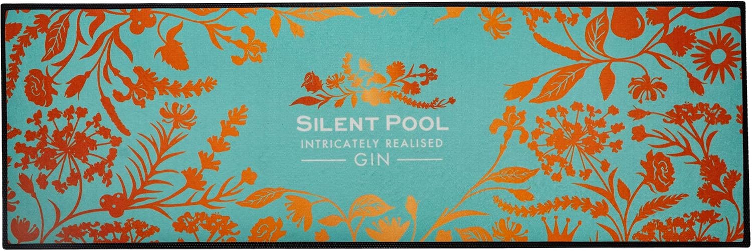 Silent Pool Gin Bar Top Runner Mat - 60cm x 20cm - Non-Slip, Large, Green