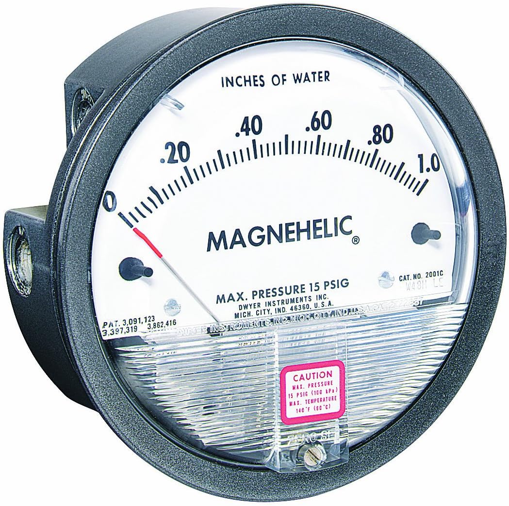 Dwyer Magnehelic Series 2000 Differential Pressure Gauge, Range 0-2 psi by Dwyer
