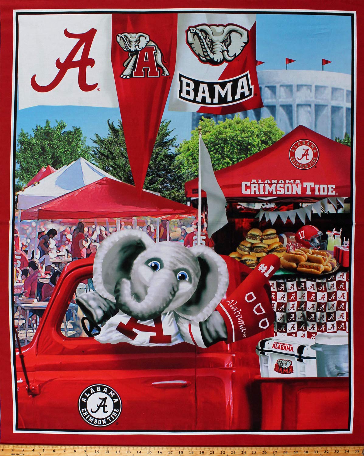 36 X 42 Panel University Of Alabama Crimson Tide Bama Ua Big Al Elephant Mascot Truck Football Fans Tailgating Tailgate Party Ncaa College Sports