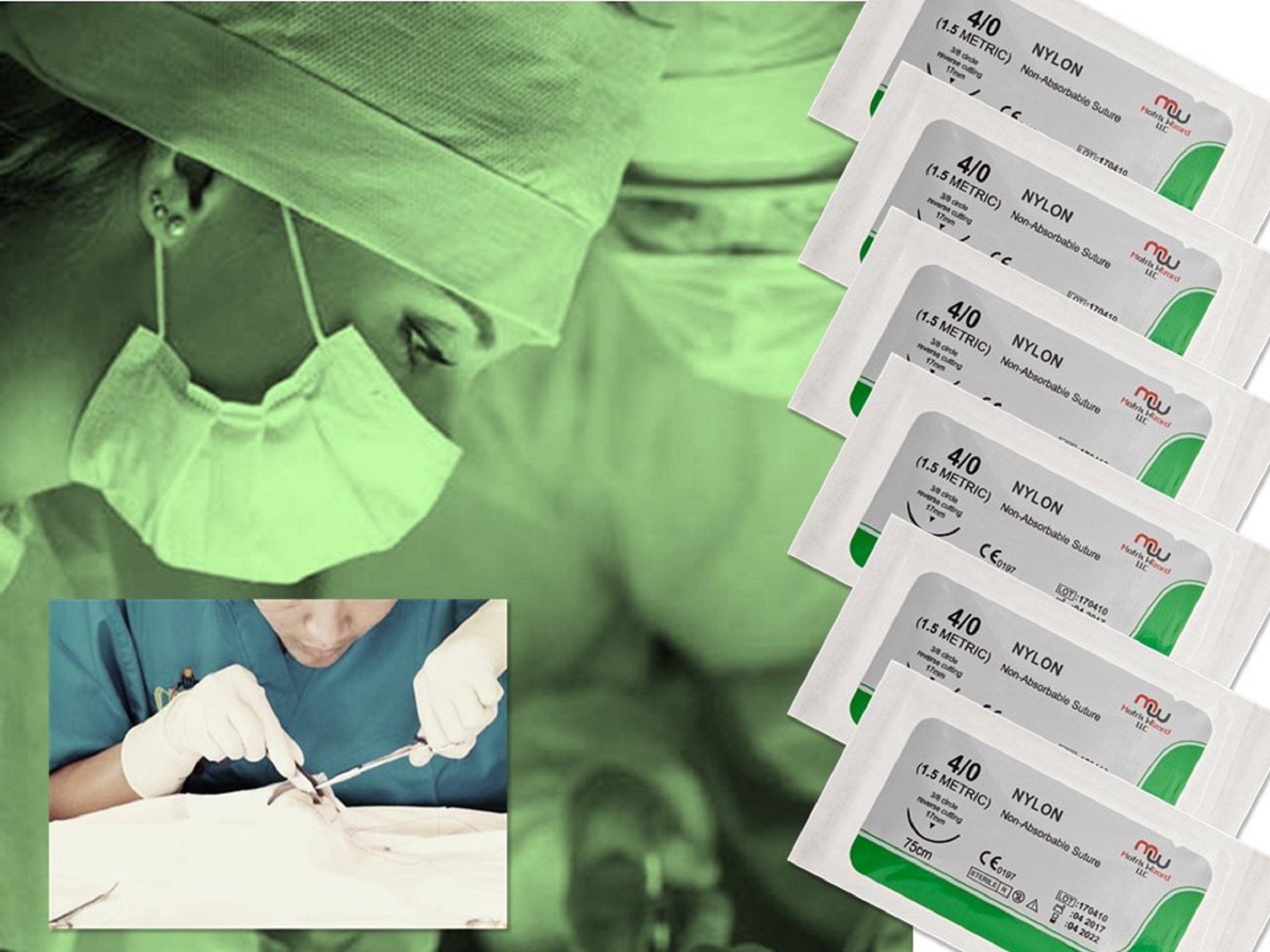 Sterile Sutures Thread with Needle (6 Suture Pack) for Medics, Medical