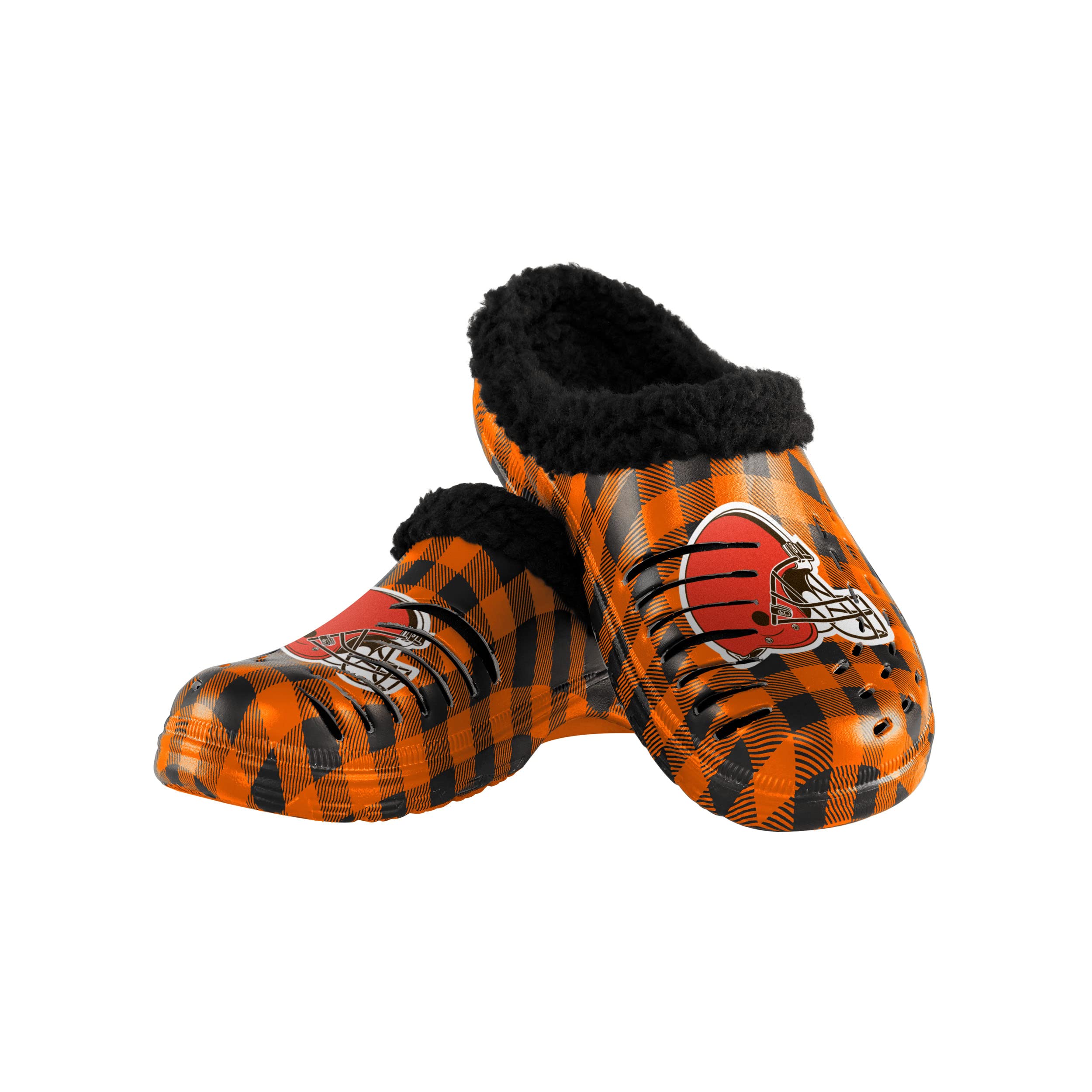 FOCO Cleveland Browns NFL Mens Sherpa Lined Buffalo Check Clog - S Image