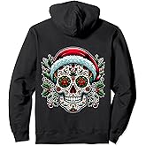 Merry Christmas Sugar Skull Santa Hat Family Xmas Pullover Hoodie