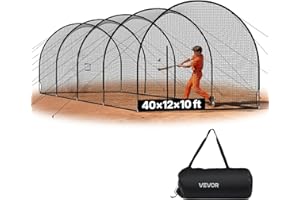 VEVOR Baseball Batting Cage, 40.0 x 12.1 x 10.0 FT Freestanding Portable Batting Cage, Hitting Cages with 4-Ply Knotless Poly