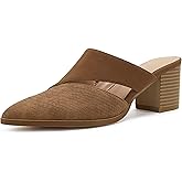 Syktkmx Women's Cutout Backless Mules Slip On Closed Toe Chunky Stacked Heeled Sandals