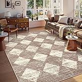 Lahome Machine Washable Rugs 6x9, Soft Beige Rugs for Bedroom Aesthetic Non Slip Living Room Rug Dining Room Carpet for Under Table, Moroccan Trellis Printed Indoor Carpet for Dorm Apartment Playroom