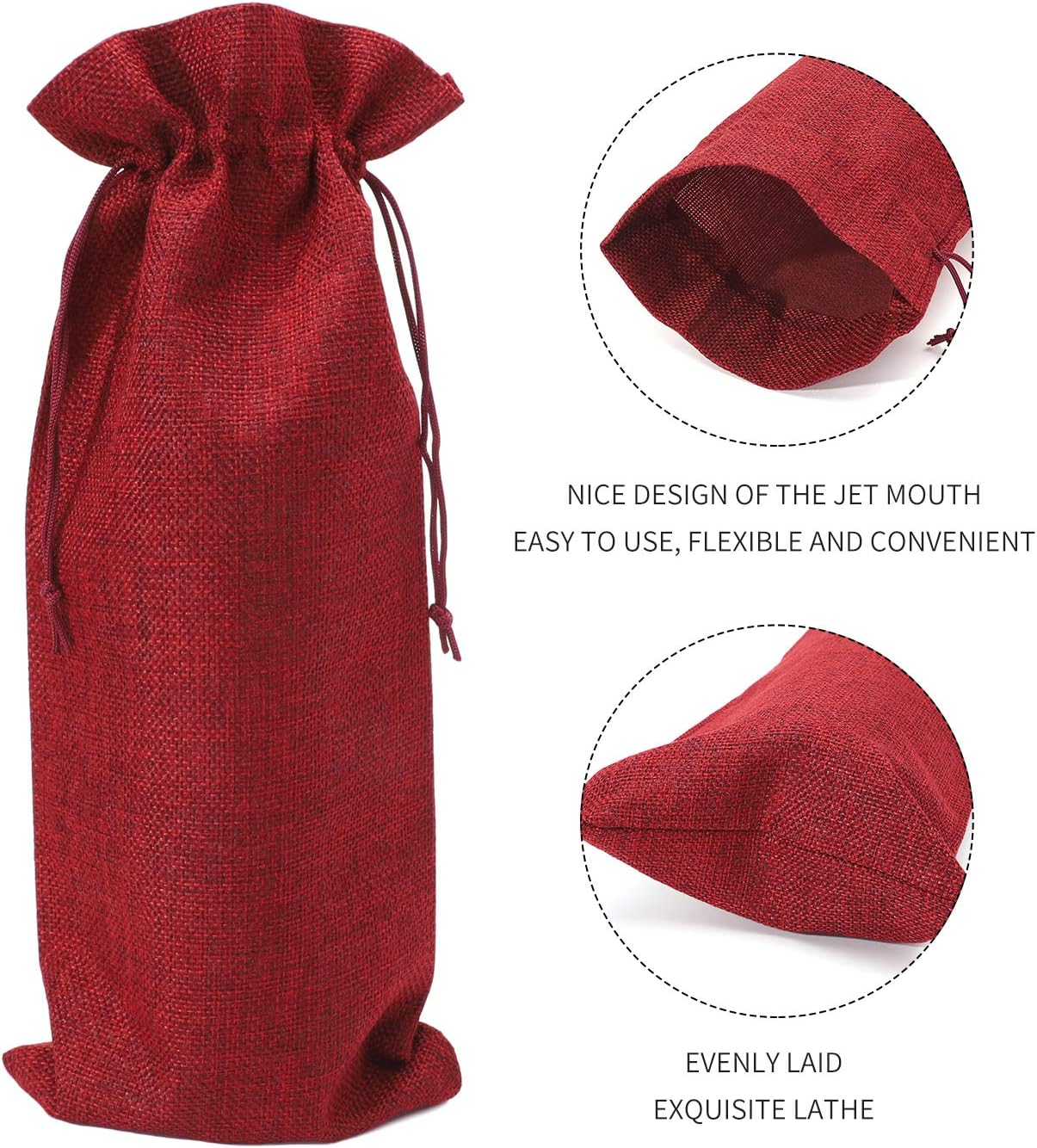 Burlap Wine Gift Bags 12pcs Burlap Bottle Wine Bags Reusable Jute Wine Bags for Christmas Wedding Travel Birthday Holiday Party - Image 5