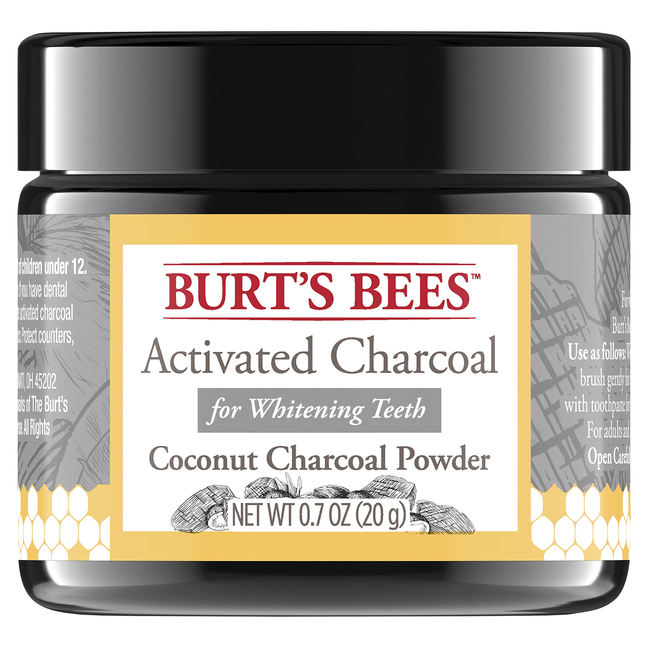 Burt's Bees Activated Coconut Charcoal Powder, Natural Flavor for Teeth Whitening, 20g