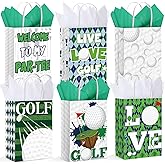 Aoriher 24 Pcs Golf Party Favor Bags with Tissue Paper Golf Goodie Gift Bags Golf Candy Treats Snack Bags with Handle for Birthday Party Supplies Decorations