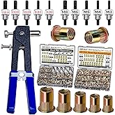 ASKWAY Rivet Nut Tool Set SAE &amp; Metric 860 PCS SAE Pressure Rivet Nut Kit | 860pcs Carbon Steel Rivet Nut tool, SAE Rivet Nut (5/16-20, 1/4-20, 10-24, 8-32, 6-32), Metric Rivet Nut (M8, M6, M5, M4, M3)