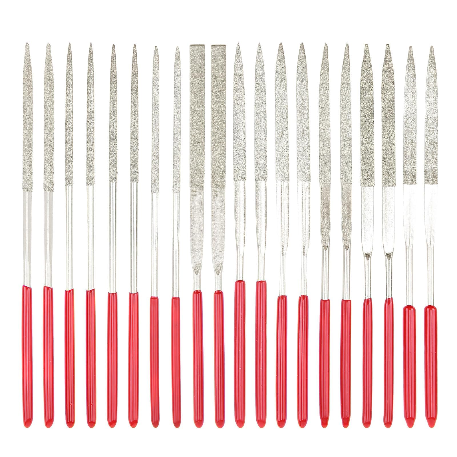 20Pcs Diamond Needle File Set, 3x140mm Miniature and Model Files Mini Needle Jewelry File Set Small Metal File Set Hand Tools Precision Modelling Files for Jewelers Metal Plastic Glass Wood Carving