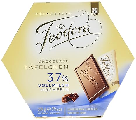 Feodora Schokolade Täfelchen 37 Prozent Vollmilch, 4er Pack (4 x 225 g)