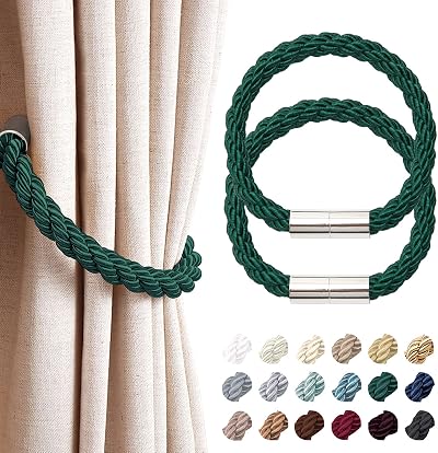 Pretty Jolly 2 Pack Magnetic Curtain Tiebacks Green Modern Drape Holdbacks