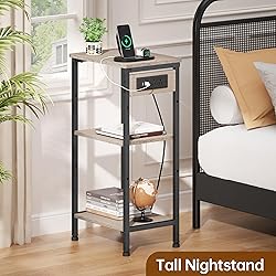 Asgolion Tall End Table with Charging Station, 3