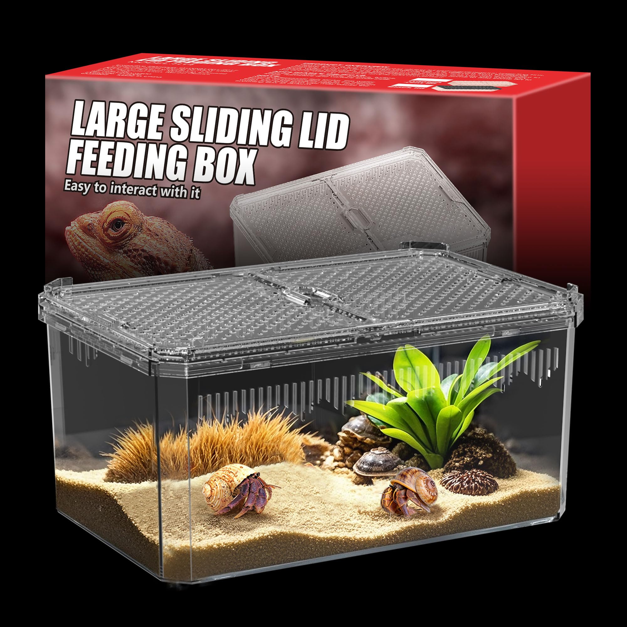 Photo 1 of ?No Assembly? Breathable and Secure Reptile Tank with high Transparency - Ideal Container House for Hermit Crab, Tarantula Enclosure, Turtle Tank or Jumping Spider Habitat (L)