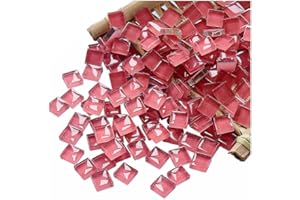 FAIRUO Light Red Crystal Mosaic Tiles Squares Stained Glass for Crafts Supplies DIY Picture Frames Handmade Jewelry Coasters Art Material Decoration,1x1cm,100 Pieces