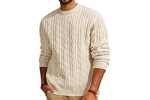 PJ PAUL JONES Mens Sweater Crewneck Cable Knit Pullover Sweater Casual Twist Textured Sweaters