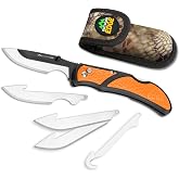 OUTDOOR EDGE 3" RazorCape Pocket Knife with Replaceable Blades and Clip. The Perfect Folding Compact Hunting Knife for Caping &amp; Skinning Deer. (Orange)