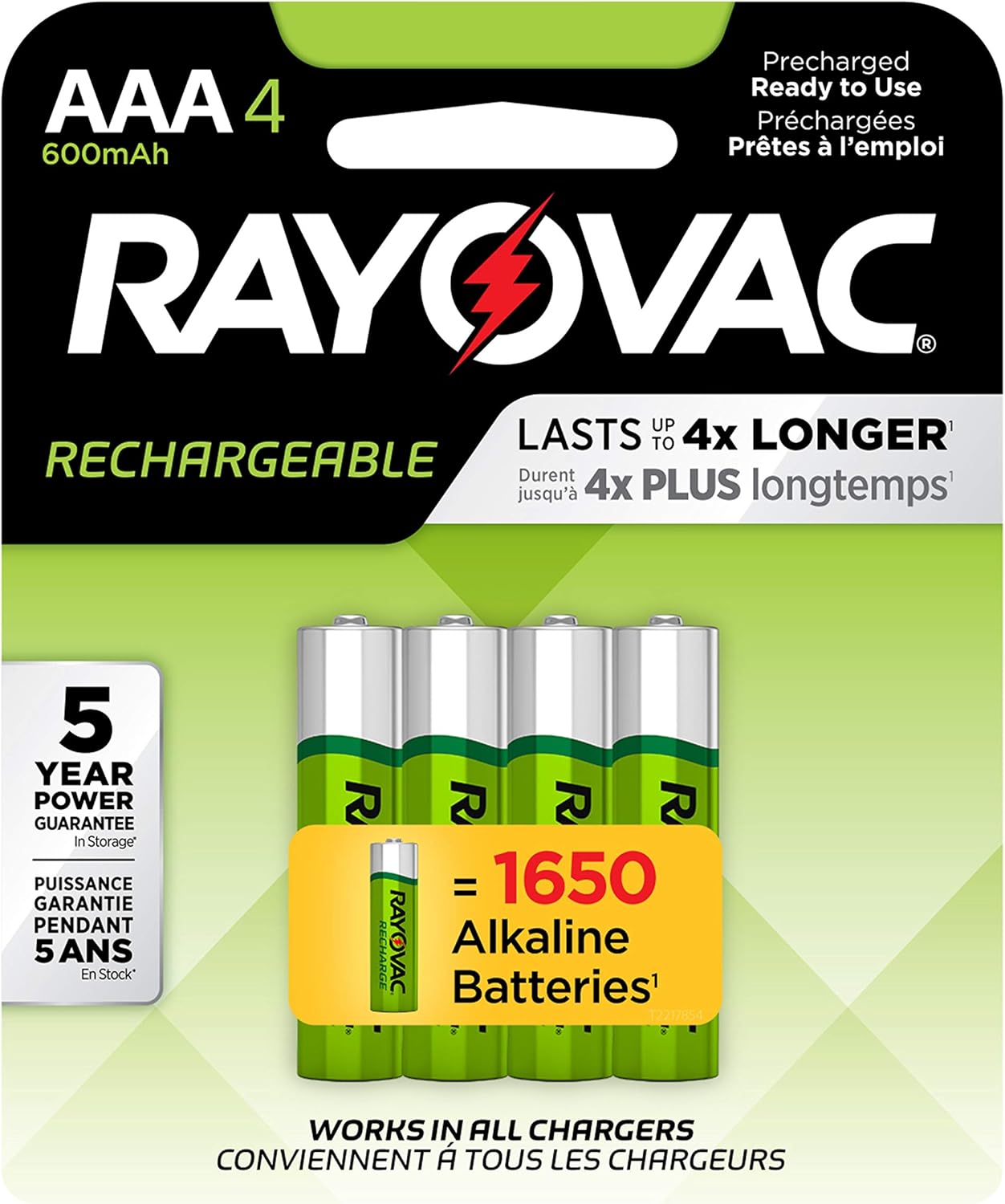 Rayovac Rechargeable AAA Batteries, 4 Count: Health & Personal Care