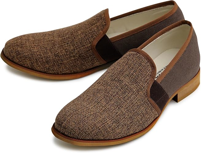 Amazon スペイド オペラシューズ オペラパンプス スリッポンメンズ麻 リネン ローカット E466 S ダークブラウン Spade スペイド ローファー スリッポン