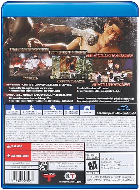 Amazon Com Dead Or Alive 6 Playstation 4 Koei Tecmo America Corpor Video Games