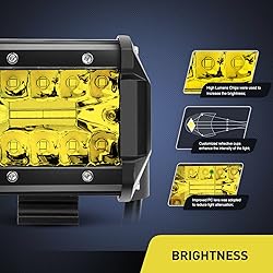 Nilight 2PC 4Inch Yellow Led Pods Triple Row 60W