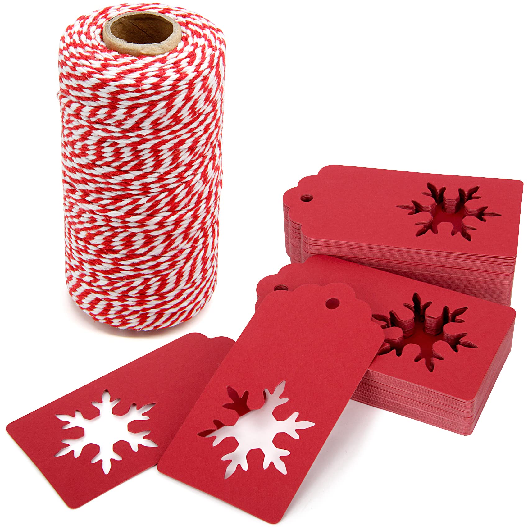 300 Feet Natural Jute Twine and 100PCS Gift Tags & Price Tags Labels by Blisstime (red)