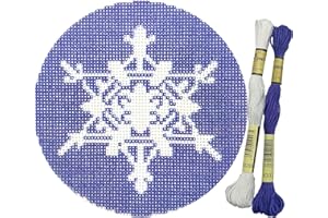 HOWIE'S NEEDLEPOINT Howie's Christmas Needlepoint Needlepoint Kits, 18CT Printed Embroidery Pattern Starter Kits, Stamped Patterns Canvas Kits(Snowflake1,4x4inch)