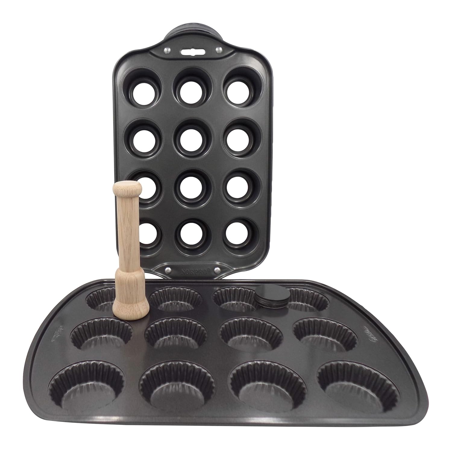 Cheesecakes Cupcake Pan with Removable Bottom & Tart Pan & Tart Tamper