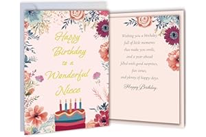 TzenvoGift Niece Birthday Card happy birthday - Double-layer card, Design with Gold Foil text, with envelope and Envelope sti