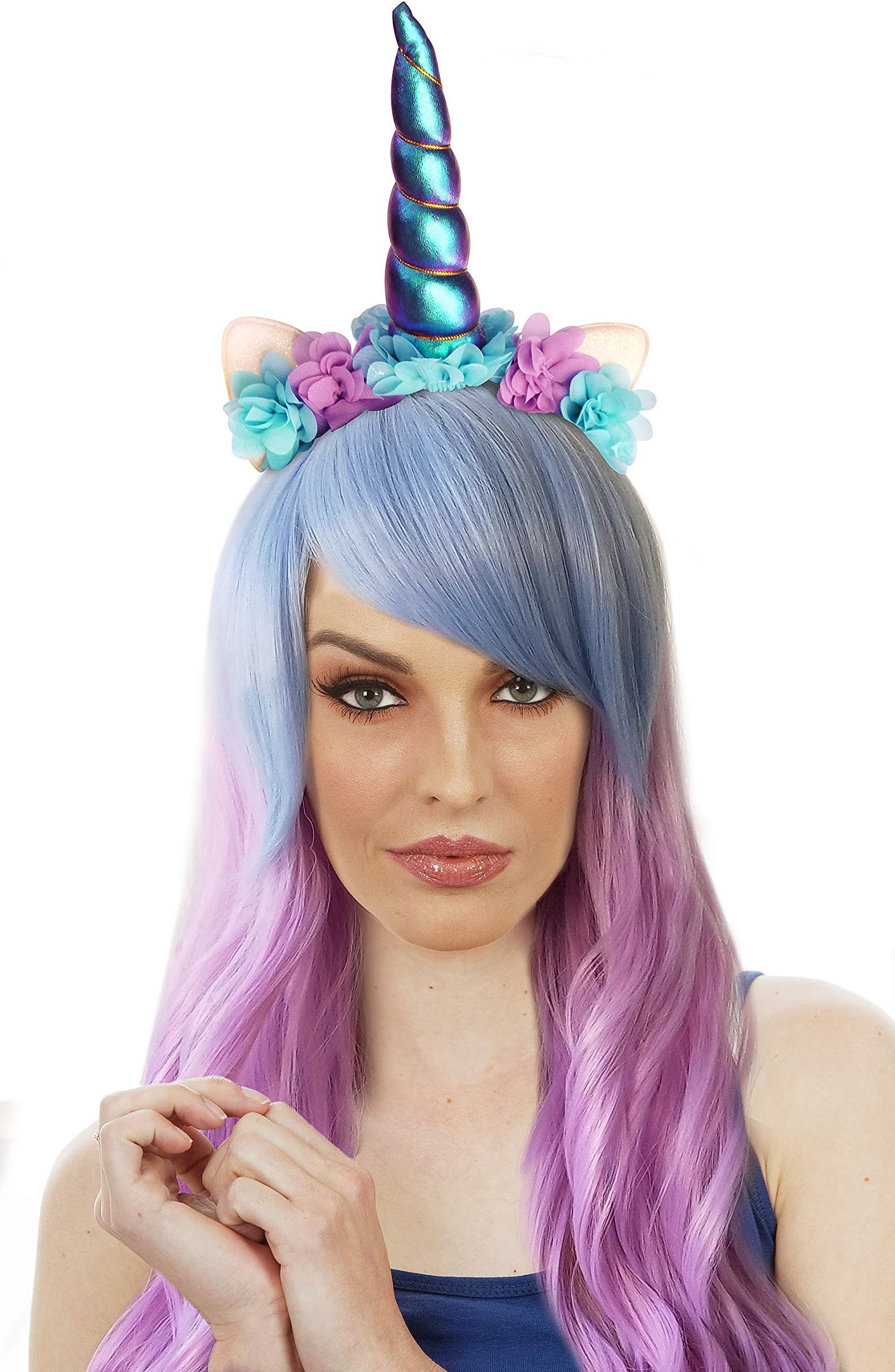 Pastel Unicorn Wig. Fits Kids Adult Women. Comes With Unicorn Headband. Cotton Candy Color Wigs. Anime Cosplay Costumes.