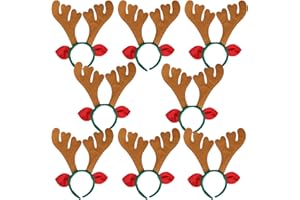 Max Fun Christmas Headbands Reindeer Antlers Headband Xmas Decoration Costume Hairbands for Christmas Parties Holiday Favors Photo Booth(Pack of 8)