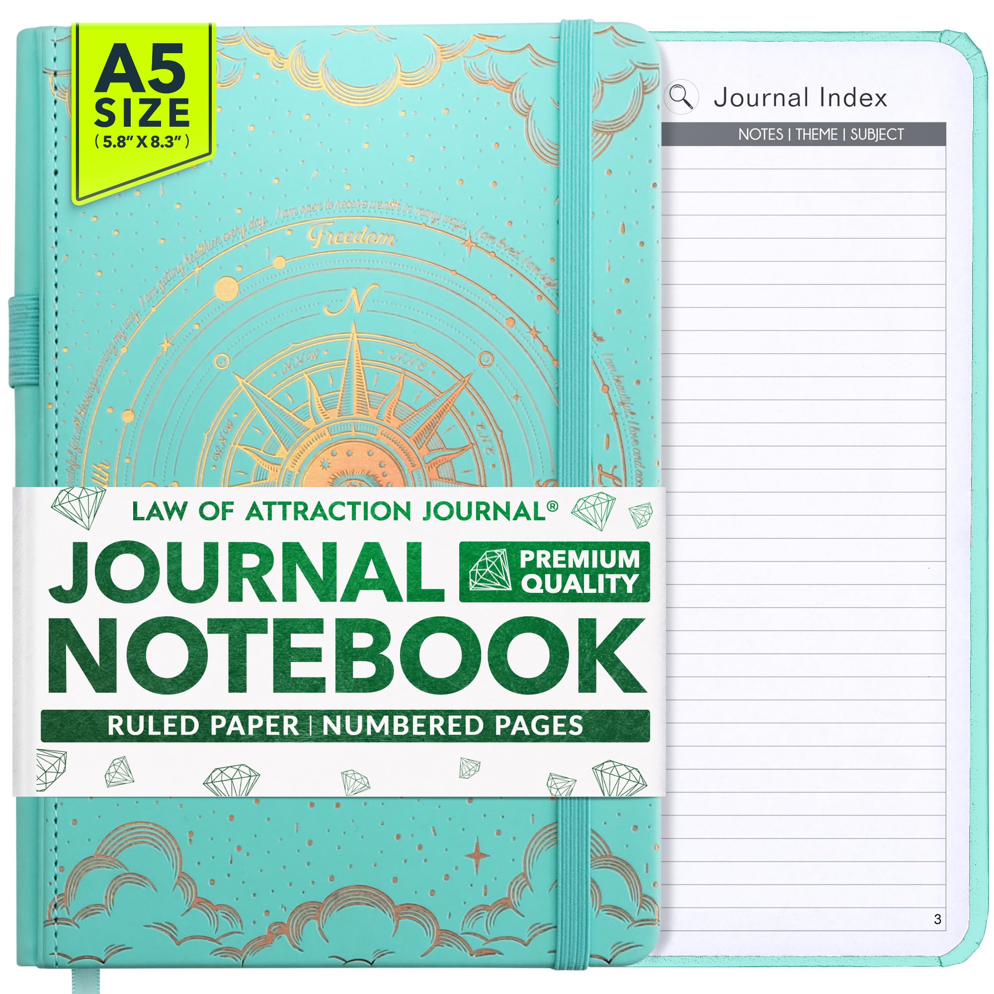 Journal Notebook - 100gsm Ivory Lined White Paper with Inner Pocket & Pen Holder| Vegan Friendly, Ruled Notebook | Multi-Purpose Ideal for Daily Journaling & To Do List Journal for Women & Men