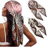 Head Scarf for Women Hair - 2 Pack 35" Square Satin Scarf, Silk Hair Scarf for Women Head Wrap for Sleeping