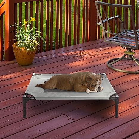 Petmaker Elevated Pet Bed Portable Raised Cot Style Bed W Non Slip Feet 30 X 24 X 7 For Dogs Cats And Small Pets Indoor Outdoor Use Gray Amazon De Haustier