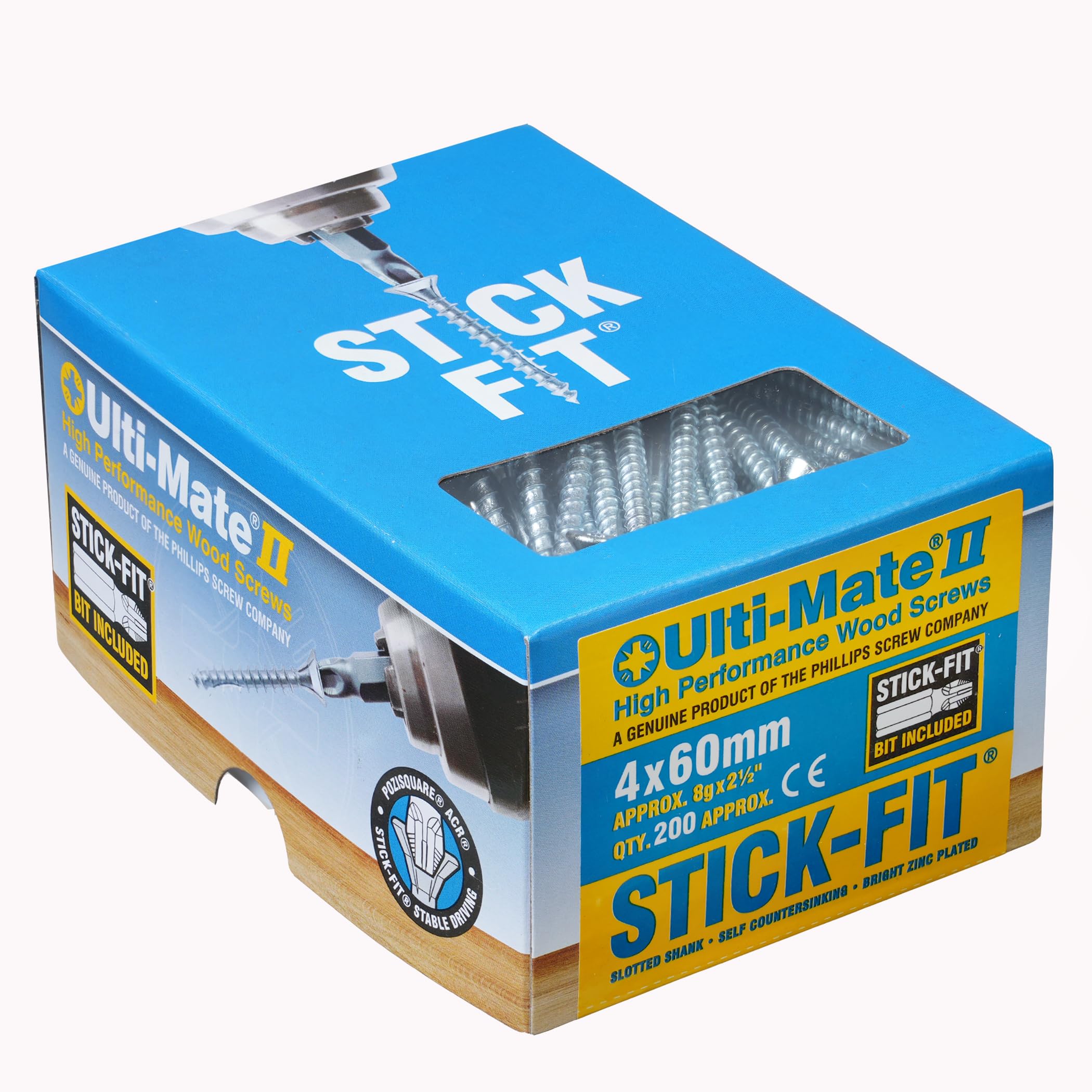 Ulti-Mate Woodcrews - Bright Zinc Plated - 4.0 x 60mm - Box of 200