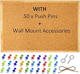 RSE Large Cork Notice Board 600x400 mm with 50 Pins Wall Mount Kit