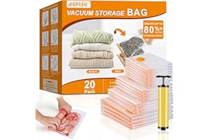 AGPTEK 20 Pack Vacuum Storage Bags, Space Saver Bags (4 Jumbo/4 Large/4 Medium/4 Small/4 Roll) for Comforters and Blankets, V