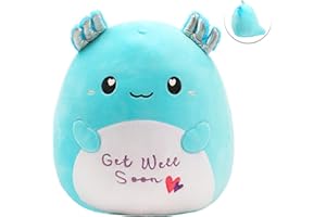 Easfan 13'' Get Well Soon Axolotl Plush Pillow Soft Cute Salamander Plush Get Well Soon Gifts for Kids Patient Feel Better for Women Men