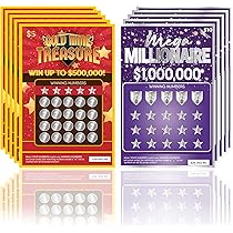 Larkmo Prank Lottery Tickets - 10 Realistic Scratch Off Gag Tickets $10,000 Winners