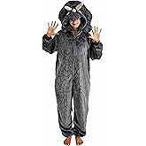 Pronzot Unisex Adult Costume Onesie,Animal Halloween Costume One Piece Cosplay Suit for Adults,Flannel Hooded Sleepwear