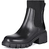 Athlefit Women's Chelsea Boots Fashion Slip on Platform Ankle Boots Lug Sole Chunky Booties