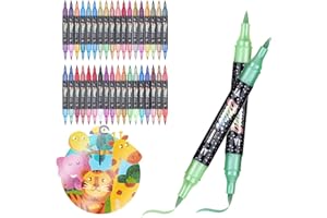 KEMYR Glitter Brush Markers Pens,72 Colors Dual Tip Glitter Pens Set 36 Pack Metallic Sparkle Markers for Cards, DIY Crafts, 